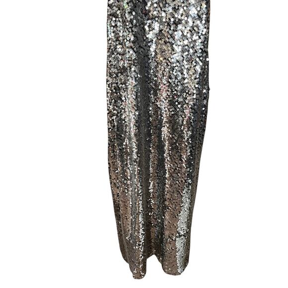 Rumored Metallic Sequin Slip Stretch Maxi Dress Disco Silver sze 0 NWT Party - Picture 6 of 14